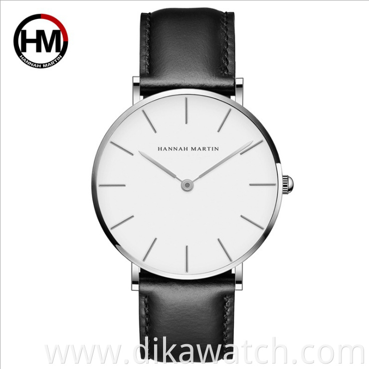 HM Japan Movement Men's Waterproof Business Casual Black Belt Watch wish quartz watch factory wholesale